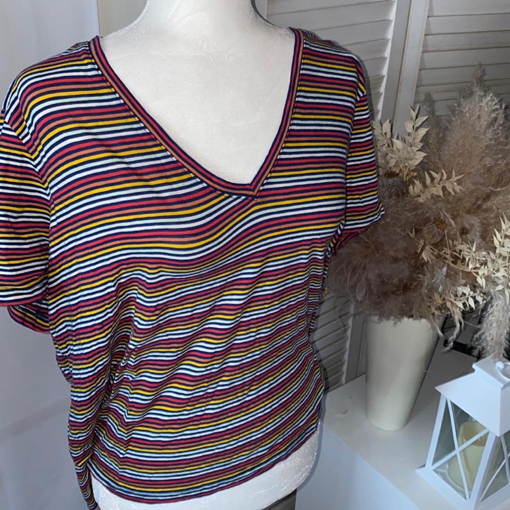 Gently used plus size 3x Madewell stripped v neck top
